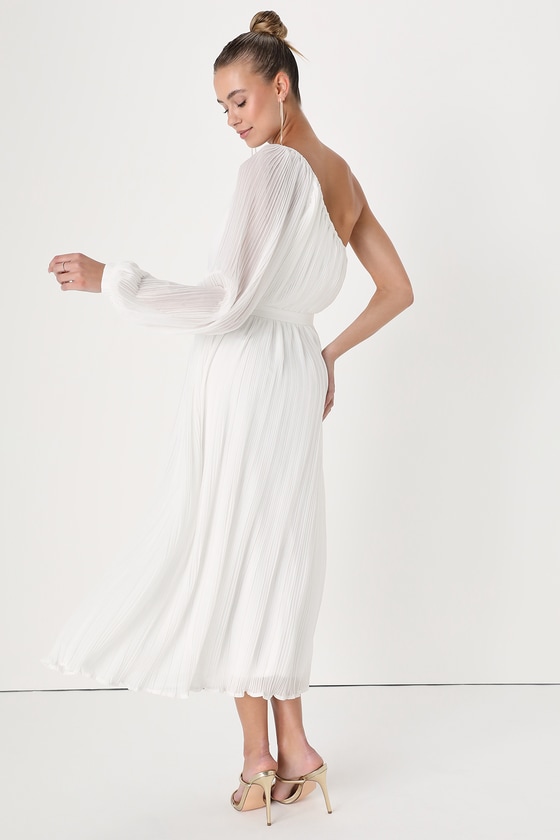 white pleated dress